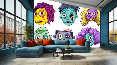 Zombie characters with male and female Wall mural