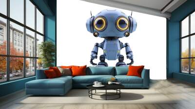 A cute robot with large eyes, in the 3D rendering style, with a cartoonish design, on a simple background Wall mural