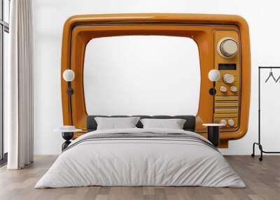 Orange vintage television with blank screen isolated on transparent background. 3D render illustration Wall mural