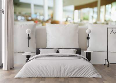 white square pillow on white sofa Wall mural