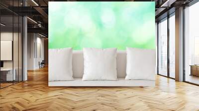 White square pillow on white sofa Wall mural