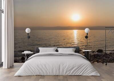 Sunset on the Dead Sea in Jordan Wall mural