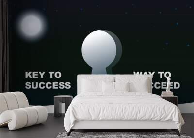 Key to success and way to succeed infographic vector with text in the night background Wall mural