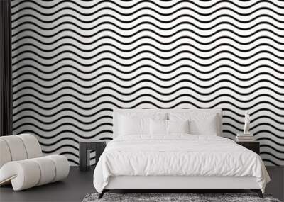 Seamless wavy line pattern Wall mural