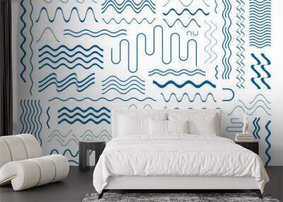 Simple vector wavy line design elements set Wall mural