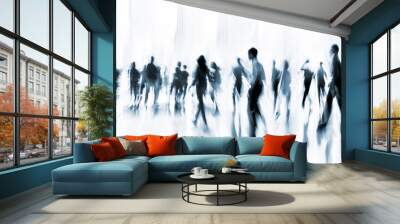 group of people in the lobby business center and blue tonality Wall mural