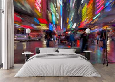 night city of intentional motion blur Wall mural