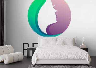 Elegance beauty woman face logo design Wall mural