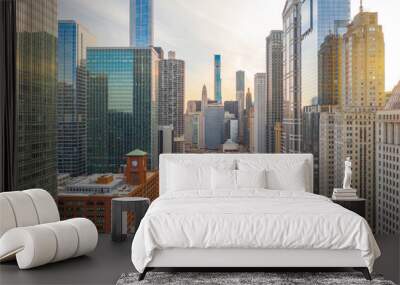 Chicago downtown buildings aerial skyline Wall mural