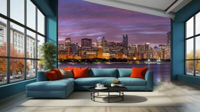 Chicago downtown buildings skyline panorama Wall mural