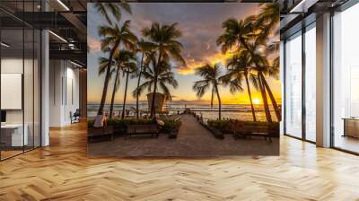 Waikiki beach sunset in Hawaii Wall mural