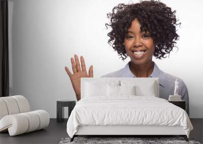 Young African American black woman waving hadn Wall mural