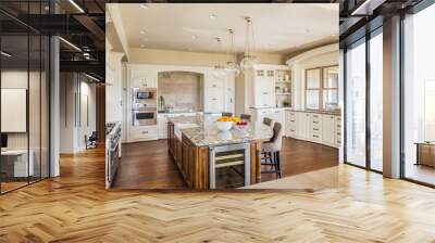 Large Furnished Kitchen in New Home Wall mural