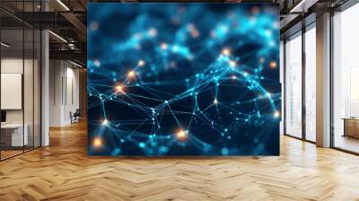 design of 3D network connections with plexus soft line Wall mural