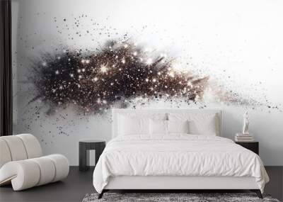 glittering space in a black wave isolated against white background Wall mural