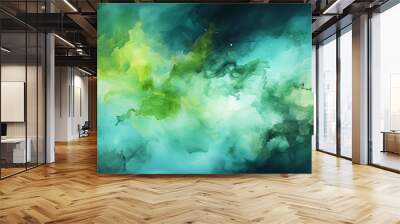 green abstract pattern like watercolor paint color as art background symbolic for environmental protection
 Wall mural