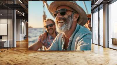 happy people at a boat trip  Wall mural