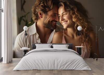 portrait happy couple flirting
 Wall mural