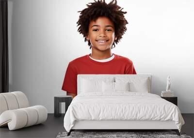 portrait of an afro american boy with short curly black hair isolated against tranparent background Wall mural