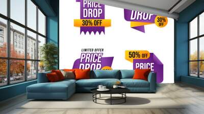 price drop labels set with gradient colors Wall mural