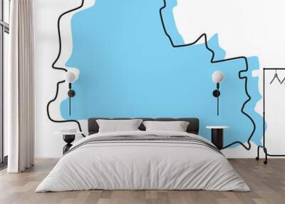 warsaw poland map, warsaw poland vector, warsaw poland outline Wall mural