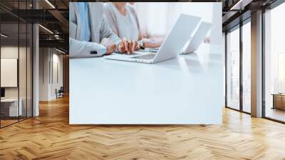 Business people, hands and computers Wall mural