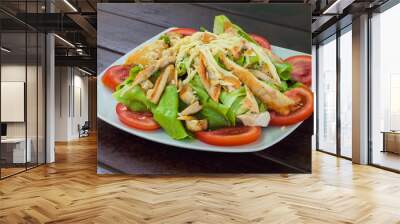 Chicken salad. Delicious salad with chicken, cheese and vegetabl Wall mural