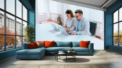 modern business people working on laptop in office. Wall mural