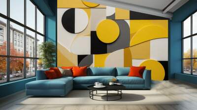 Abstract background modern hipster futuristic graphic. Yellow modern art Wall mural