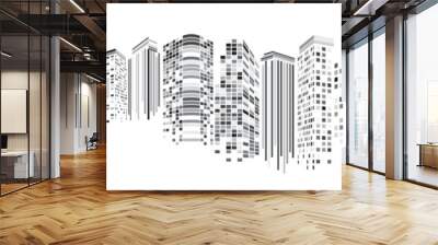 Cityscape, Building perspective, Modern building in the city skyline, city silhouette, city skyscrapers, Business center, illustration in flat design. Wall mural