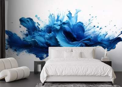 Blue brush strokes isolated on white background. Wall mural