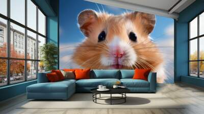 Closeup portrait of a very funny-looking Hamster Wall mural