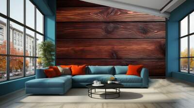 Texture of brown wooden surface as background, top view Wall mural