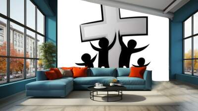 Christian Family Cross Book Illustration Wall mural