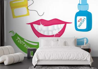 Dental Icons with Clipping Path Wall mural