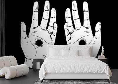 Hand Stigmata Hole Illustration Wall mural