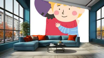 Kids Boys Hug Empathy Illustration Wall mural