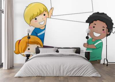 kids with blank board Wall mural