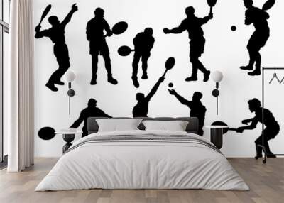 Lawn Tennis Vector Silhouettes Wall mural