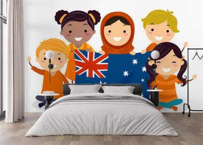 Stickman Kids Harmony Day Australia Illustration Wall mural