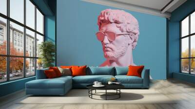 Ancient bust of a man in sunglasses. AI generated image.	 Wall mural