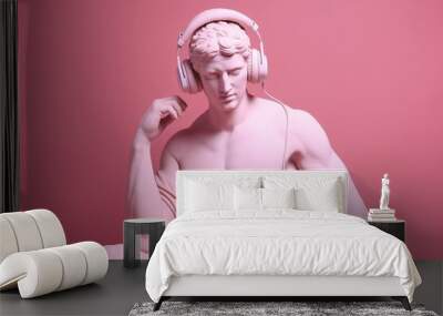 Ancient Greek sculpture of a man in headphones. Wall mural