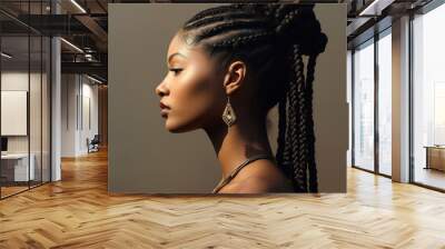 Beautiful young black woman with braids  Wall mural