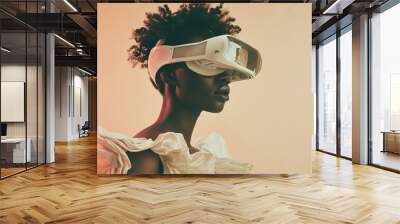 Black woman with virtual reality headset Wall mural