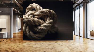 Knot on a rope, close-up. Problem concept. AI generated image. Wall mural