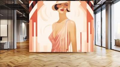 Portrait of elegant woman, Art Deco, 20s style illustration.	 Wall mural