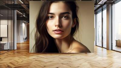 Portrait of young beautiful woman. Wall mural