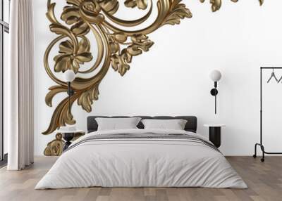 3d set of an ancient gold ornament on a white background Wall mural