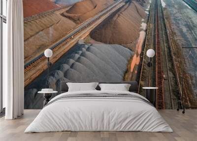 aerial view of ore and conveyor belt at an industrial port Wall mural