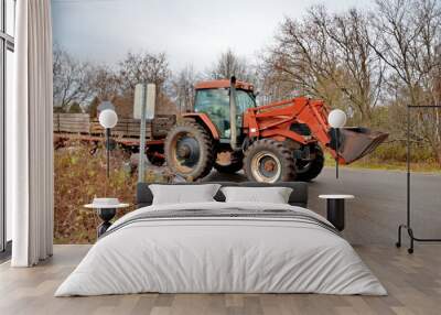 Farm tractor and equipment in the Holland Marsh in Ontario, Canada. Holland Marsh is a key source of food grown in the Greenbelt in Ontario. Wall mural